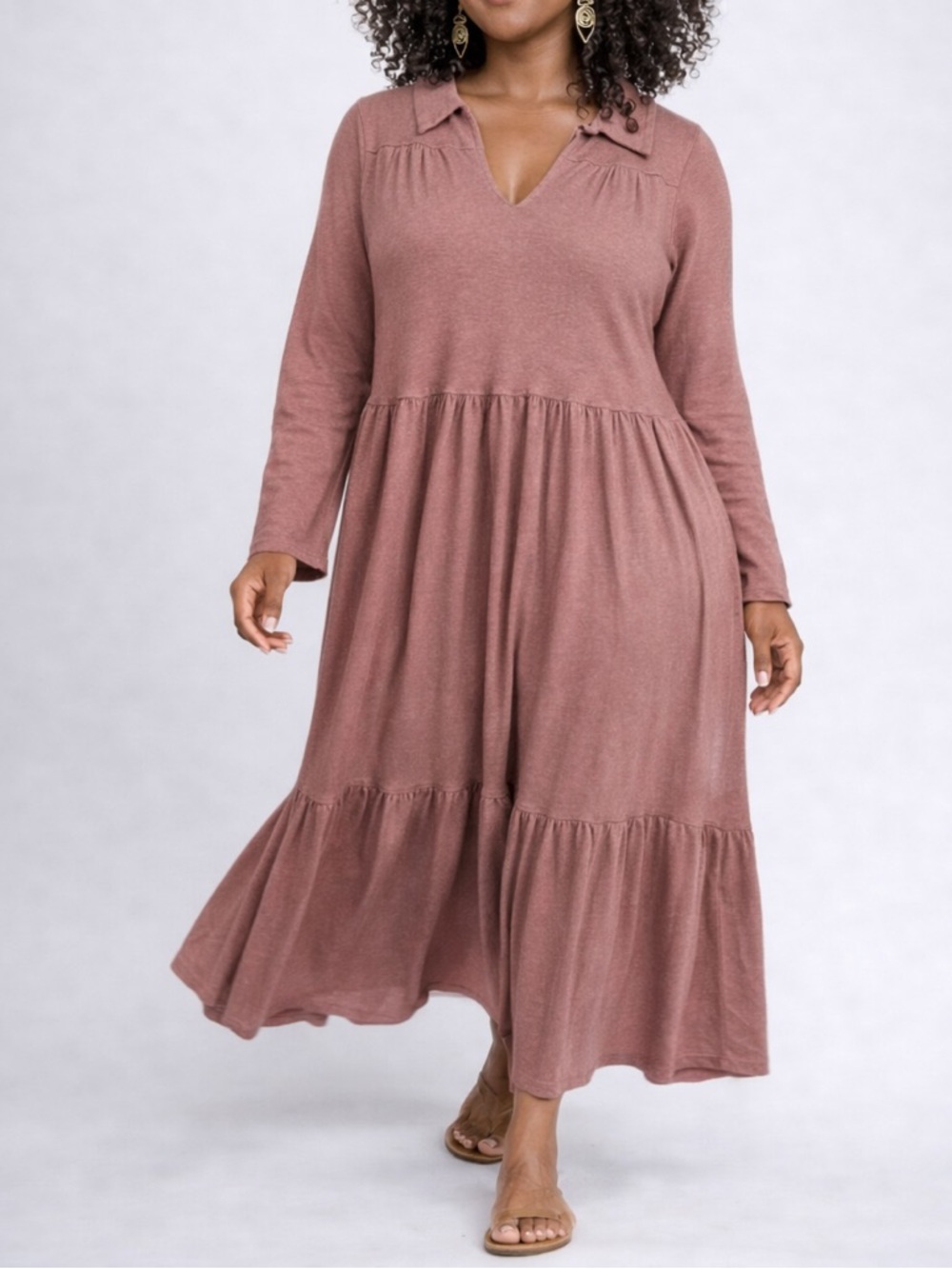 Free People Beach Pink Tiered Midi Dress Hemp Cotton Boho Swim Cover Up